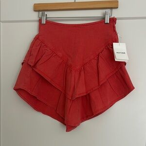 MOTHER DENIM RUFFLE MINI SKIRT SIZE 24 MSRP $188.00 NWT